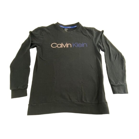 CALVIN KLEIN Women Front Logo Pullover Sweatshirt Size S Black Long Sleeve 2a-6 - Picture 1 of 10